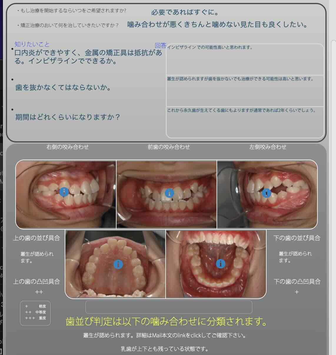 Web歯並び相談レポート結果